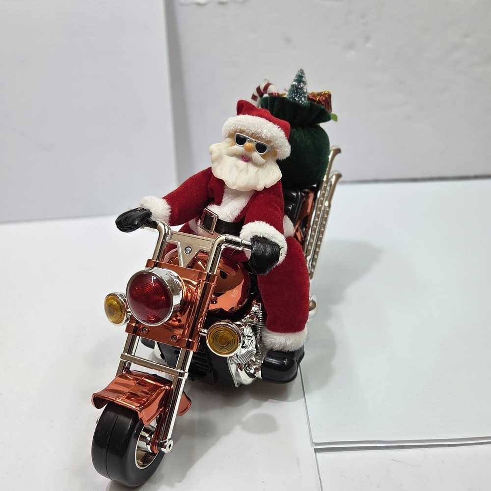 Vintage Animated Musical Santa Claus Motorcycle Bumper Chopper